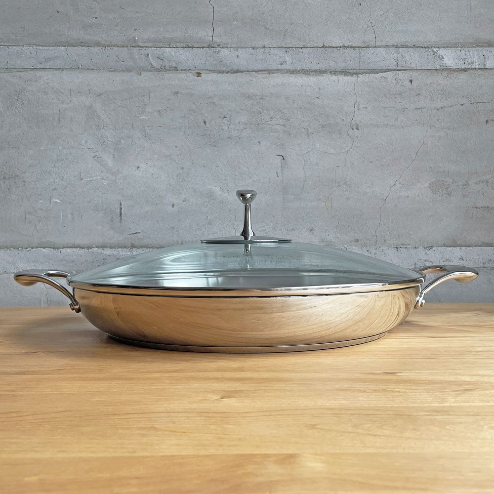 タッパーウェア Tupperware シェフシリーズ Chef Series パエリアパン Paella pan φ36cm ガラス蓋付 ステンレス 日本未発売品 ♪