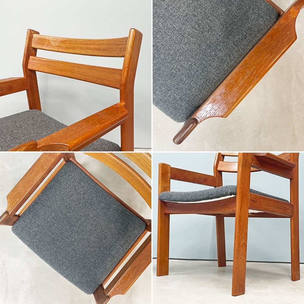 辻木工 TSUJI MOKKO チーク材 ダイニング アームチェア ファブリック張替済み ビンテージ vintage 北欧スタイル A ◎