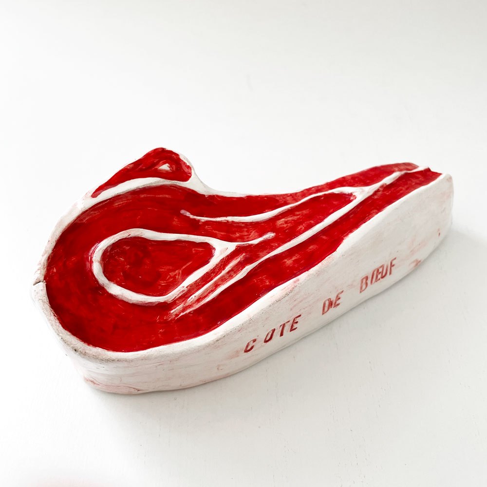 アスティエ・ド・ヴィラット Astier de Villatte コート・ド・ブッフ COTE DE BOEUF 牛リブ オーナメント オブジェ W19.5cm ナタリー・レテ フランス 定価￥30,500- 廃番 ◎