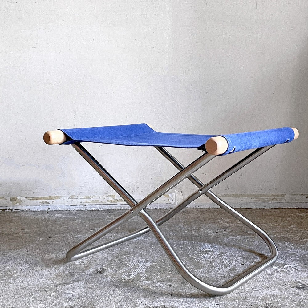 ニーチェアX  NY chair X フォールディングオットマン 折り畳み ナチュラル×ブルー  MoMA 藤栄 新居 猛 ■