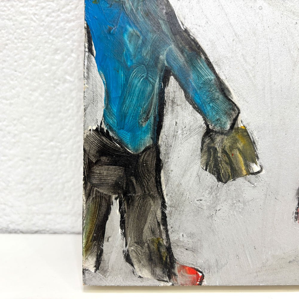 エディ・ドミニク・デュビアン Edi Dominique Dubien 木製パネル 19×24cm パネルアート ウォールアート インテリア 2005年 W19×H24cm 人物 犬 モダンアート 現代美術 フランス ●