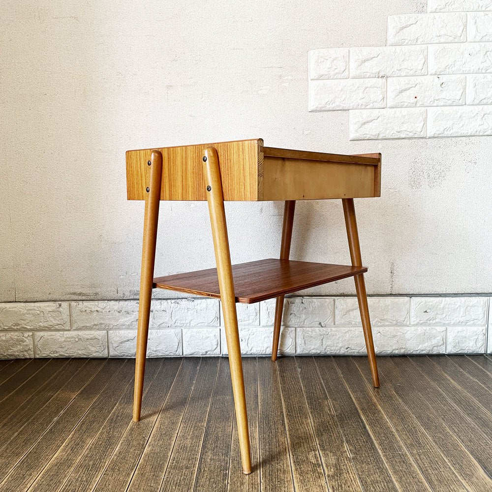 デンマークビンテージ Danish Vintage チーク材×ビーチ材 ベッドサイドテーブル W47cm 1ドロワー 北欧家具 talo取扱 ◎