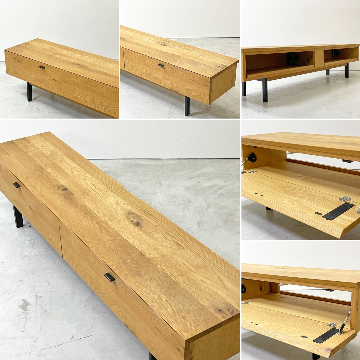 カーフ karf ノット Knot テレビボード TV board 180 Oak ローボード 180cm ホワイトオーク無垢材 ブラックスチール 定価￥203,500-●
