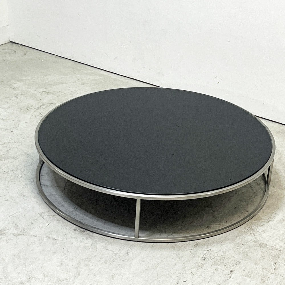カッシーナ Cassina イル ILE センターテーブル ローテーブル ラウンド ブラック ガラス天板 Φ92cm ピエロ・リッソーニ Piero Lissoni モダン ●