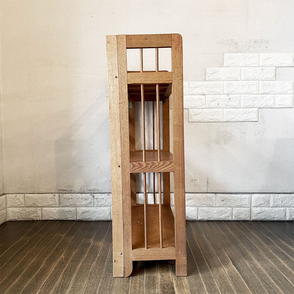 ビンテージ Vintage フォールディングシェルフ オープンシェルフ 本棚 飾り棚 3段 W66cm 折りたたみ レトロ 古家具 ◎