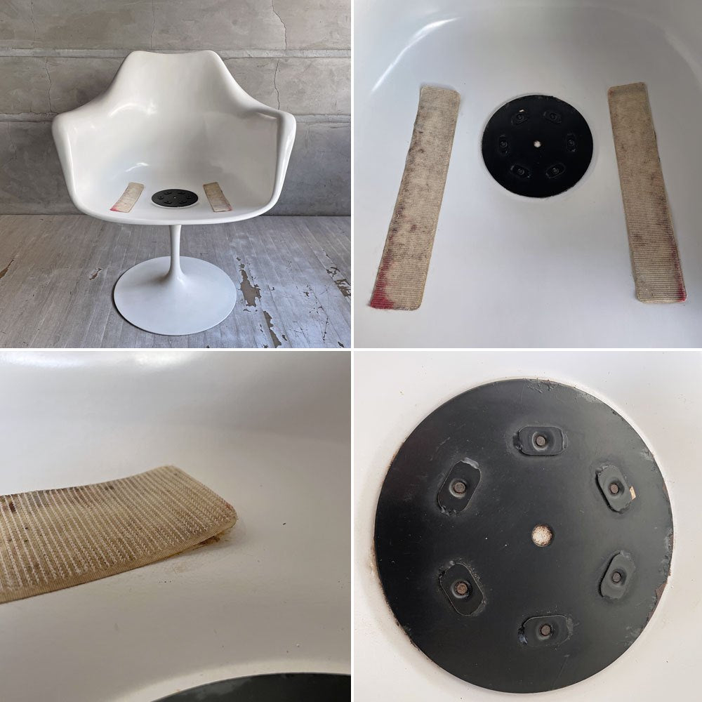 ノル Knoll ビンテージ チューリップチェア アームダイニングチェア 回転式 FRP 座面クッション交換済み エーロ・サーリネン Eero Saarinen スペースエイジ ミッドセンチュリー ♪