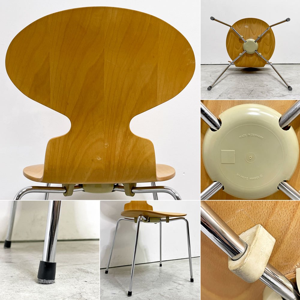 フリッツハンセン Fritz Hansen 3101 アリンコチェア アントチェア 4本脚 ナチュラルビーチ ラッカー仕上げ フェルトグライズ アルネ・ヤコブセン B ●