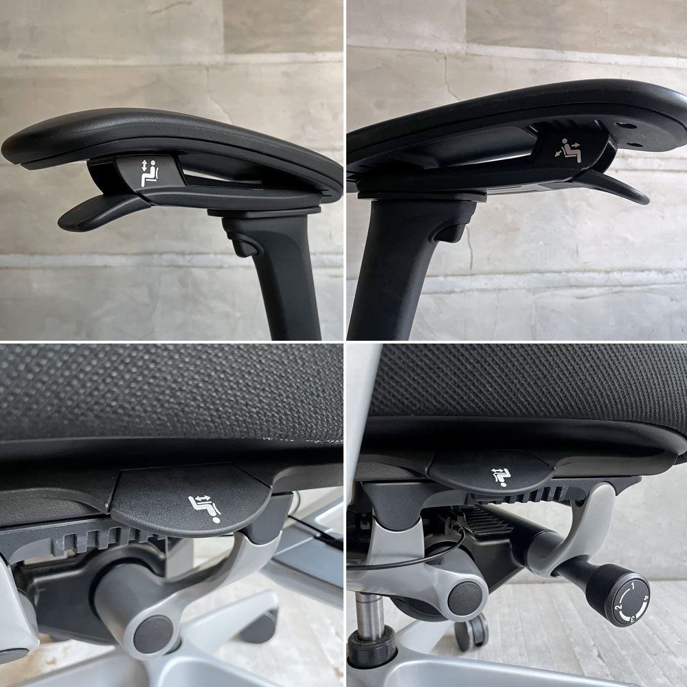 オカムラ okamura コンテッサセコンダ Contessa seconda CC87XR-FPC1 オフィスチェア デスクチェア エクストラハイバック ブラック 固定ヘッドレスト アジャストアーム ♪