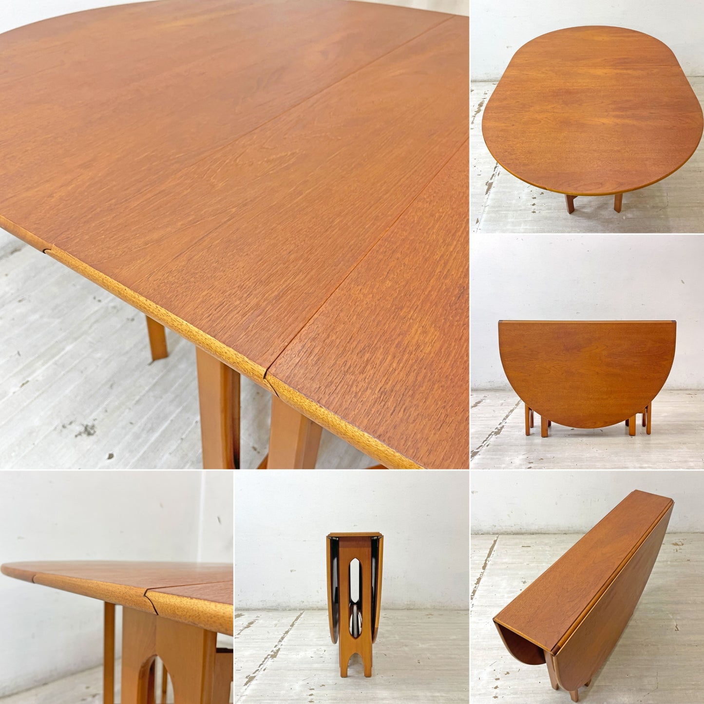 ジェンティーク Jentique ゲートレッグ テーブル gate leg table チーク材 クロスレッグ バタフライテーブル  UKビンテージ ●