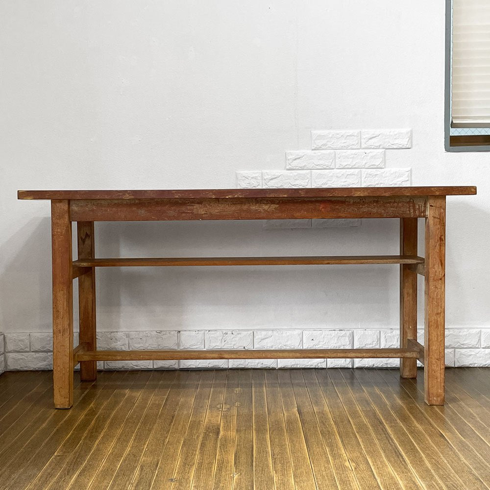 ビンテージ Vintage 木製 ワークテーブル コンソールテーブル アトリエテーブル 作業台 約 w150cm 店舗什器 ◎