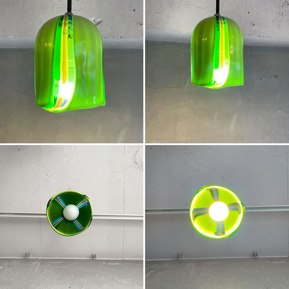 ムラノガラス ペンダントライト ピスタチオ ハンドメイド ガラスシェード イタリア製  レール仕様 IDC大塚家具取扱 ♪