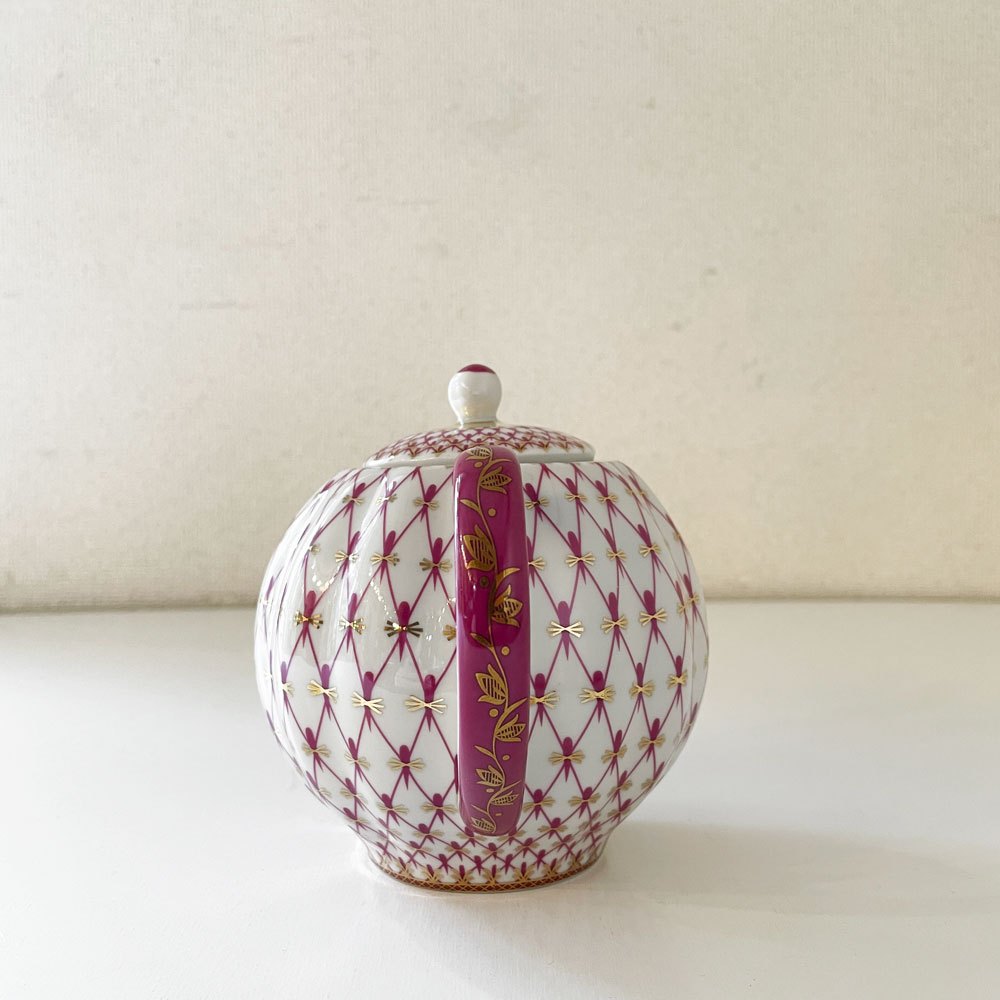 インペリアルポーセリン Imperial Porcelain コバルトネット COBALTNET ティーポット ピンク 600ml アンナ・ヤツケヴィッチ ロシア 参考価格￥25,300- ◎