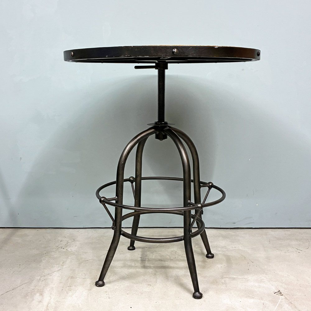 クラッシュゲート CRASH GATE ノットアンティークス Knot antiques バッカス BACCHUS サークルテーブル Φ65 昇降式 ニレ古材 アイアン ◎