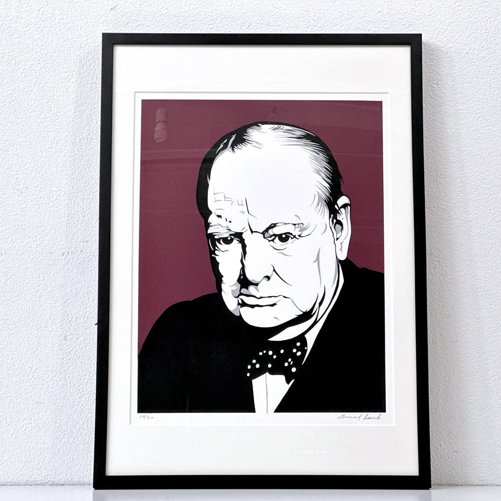 コンラッドリーチ CONRAD LEACH シルクスクリーン ウィンストン・チャーチル Winston Churchill アートフレーム 大型 ポスター 額装品 現代アート ポップアート イギリス ●