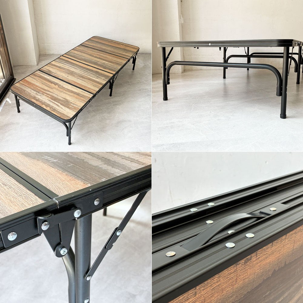 山善 キャンパーズコレクション フォールディングテーブル W180cm 高さ2段階 折り畳み アウトドア キャンプ  ★