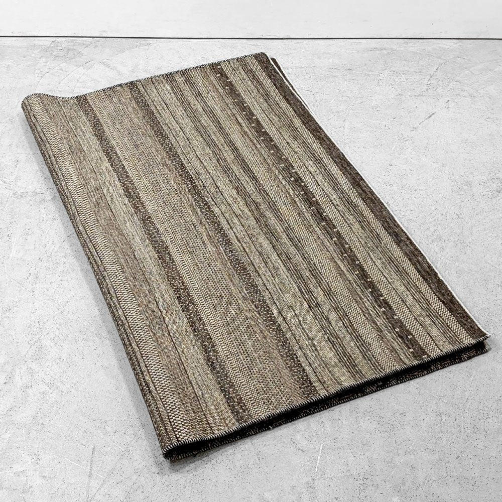 ゾランヴァリ ZOLLANVARI ペルシャ ギャッベ ラグ カーペット ボーダー柄 ブラウン系 205x158cm ●