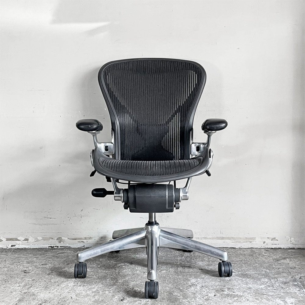 ハーマンミラー Herman Miller アーロンチェア Bサイズ ポスチャーフィット クラシックカーボンメッシュ ポリッシュドアルミベース ビル・スタンフ ＆ ドン・チャドウィック ■