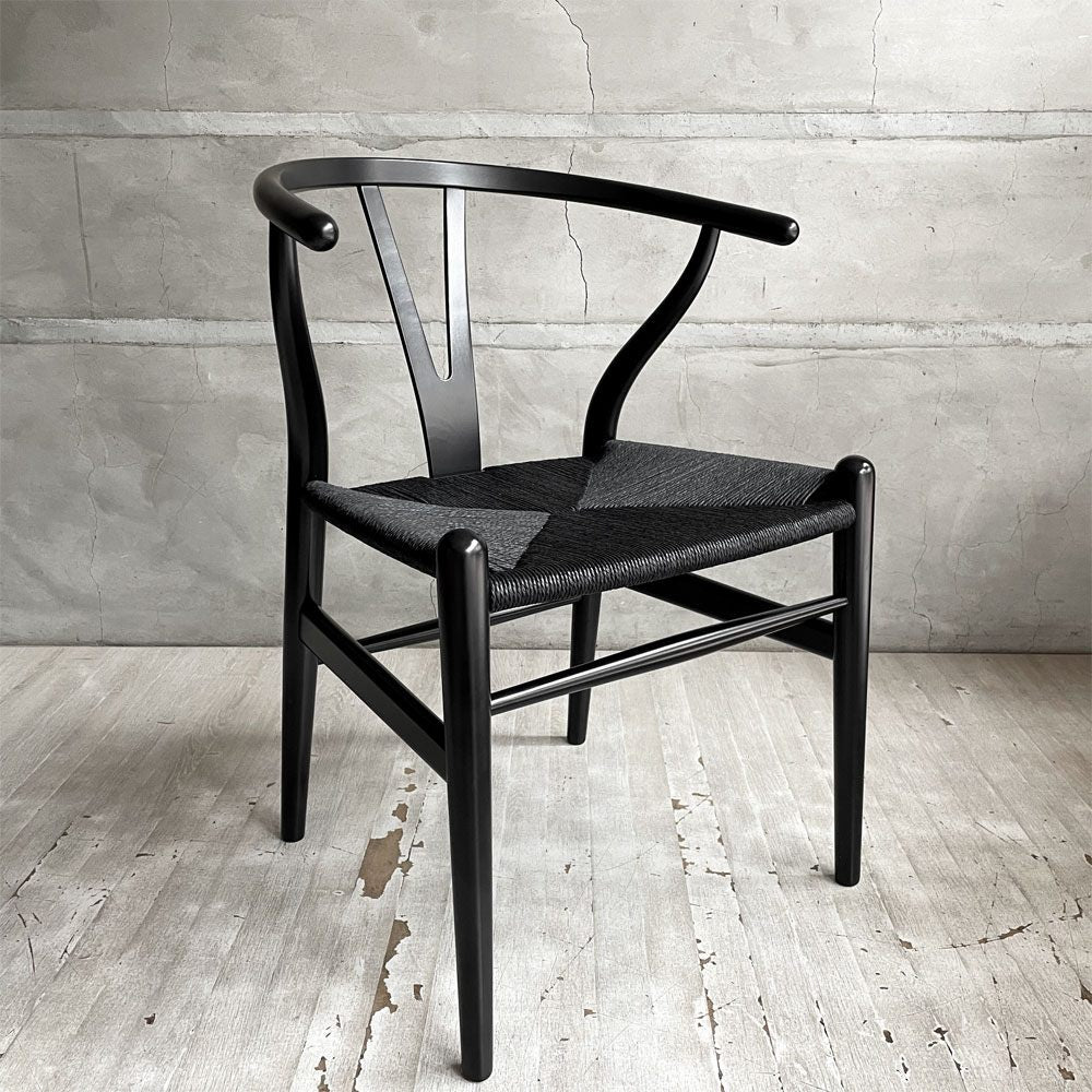 カールハンセン＆サン Carl Hansen & Son CH24 Yチェア ブラックラッカー×ブラックペーパーコード  ビーチ材 日本仕様サイズ ハンス・J・ウェグナー デンマーク 北欧家具 B ♪