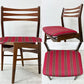 北欧ビンテージ Scandinabian Vintage チーク材 ダイニングチェア ラダーバック レッド系 ストライプ柄 北欧家具  ●