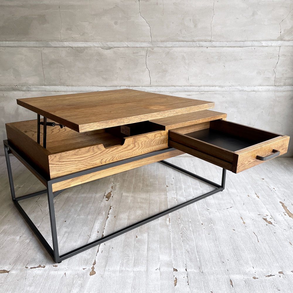 クラッシュゲート CRASH GATE イージーライフ Easy Life ロージー ROSY コーヒーテーブル ローテーブル リフトアップテーブル オーク材 スチール脚 定価¥71,500- ♪