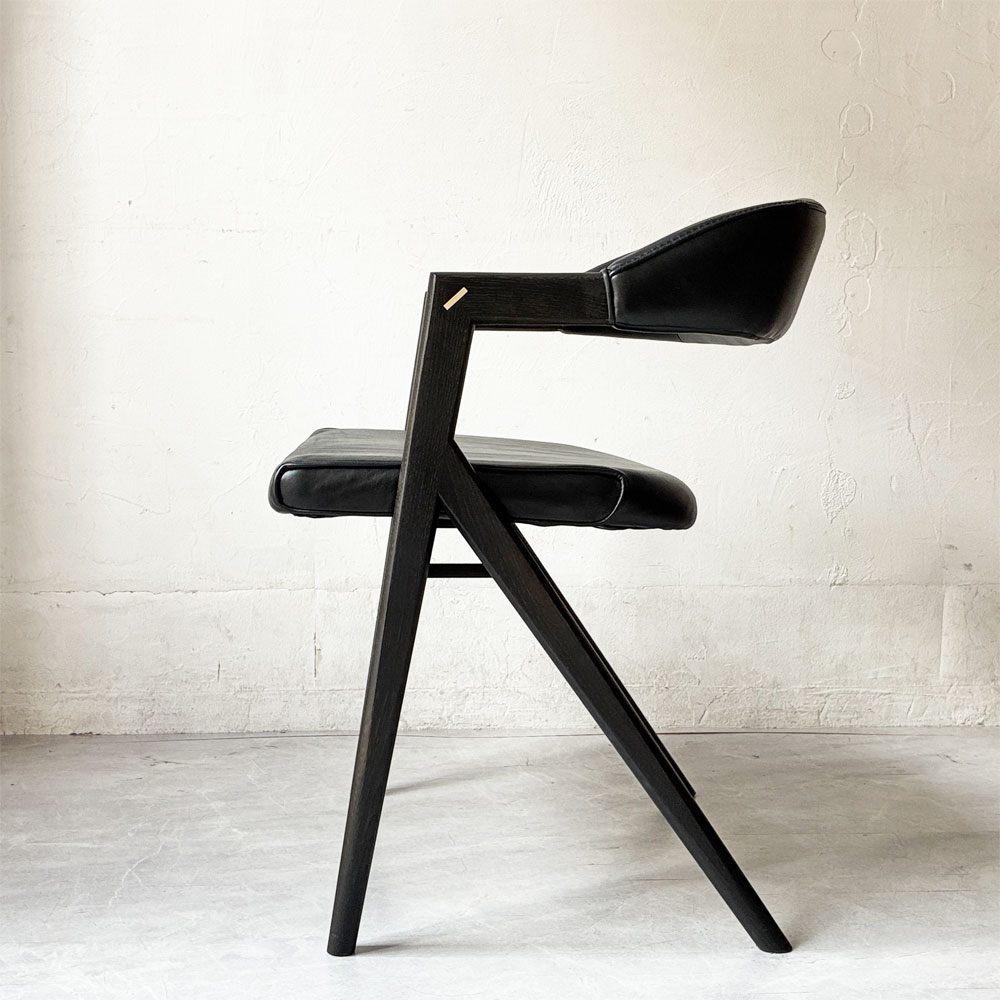 スクエアルーツ SQUARE ROOTS ランナチェア LANNA CHAIR ダイニングチェア アームチェア オーク材×牛革 レザー 美品 参考価格￥77,000- A ★