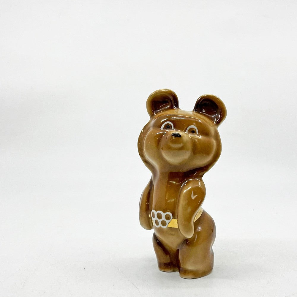 こぐまのミーシャ Misha Миша 陶製 オブジェ 置物 モスクワオリンピック マスコットキャラクター ロシア 旧ソ連 1980年 ビンテージ H13cm B ●