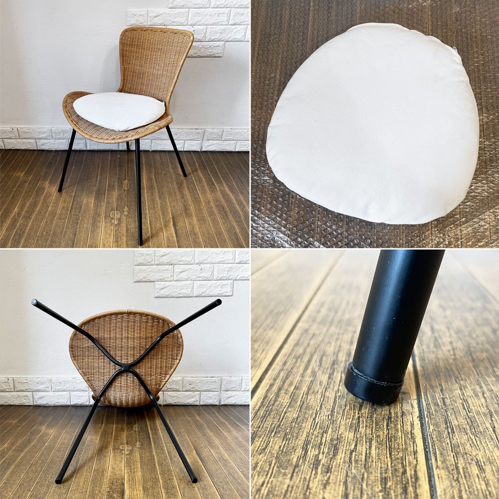 イデー IDEE マレアチェア MAREA ダイニングチェア ラタン×スチール クッション付 定価￥29,900- ◎