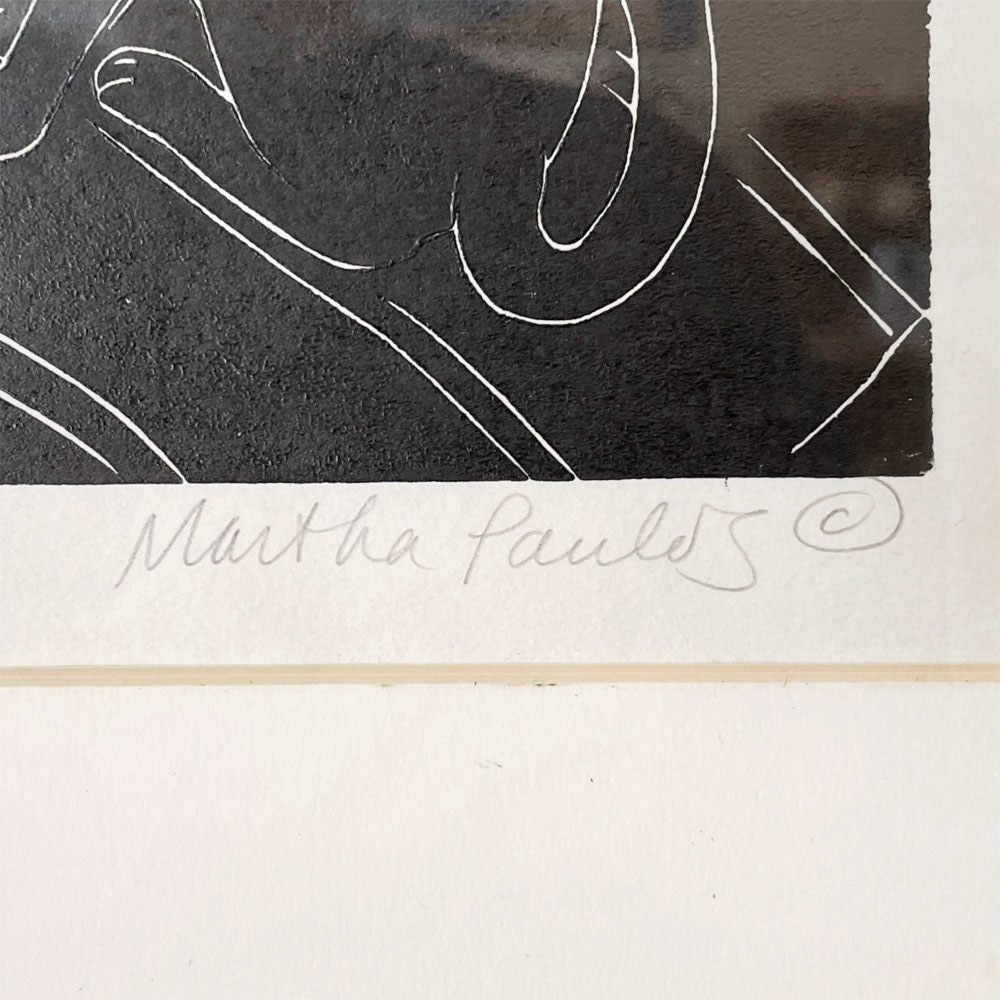マーサ・パウロス Martha Paulos インオアアウト In or Out リノカット版画 60×50cm ハンドサイン入り 3/50 額装品 アメリカ ◎