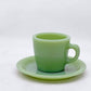 ファイヤーキング Fire King レストランウェアシリーズ ジェダイ Jade-ite ストレート カップ＆ソーサー Straight Cup&Saucer ミルクガラス USビンテージ アンカーホッキング B ●