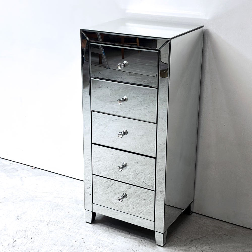カレ KARE ラグジュアリー LUXURY CABINET キャビネット スリムチェスト 5Drawers ミラー張りドイツ ●
