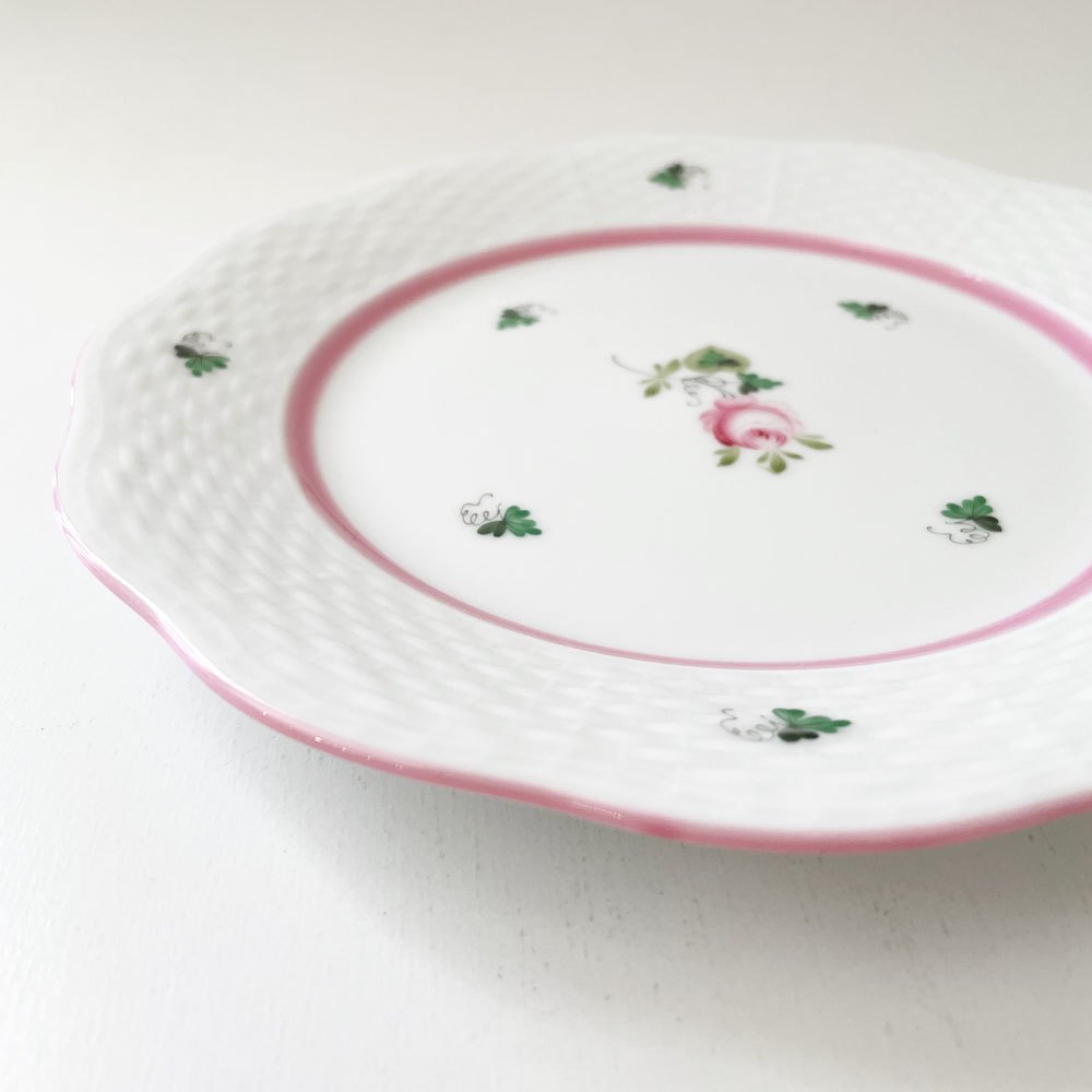 ヘレンド HEREND ウィーンの薔薇 デザートプレート 19cm ピンク 陶器 ハンガリー 定価￥26,400- B ◎