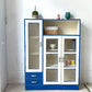 ジャパンビンテージ Japan Vintage ペインテッド ガラスキャビネット Painted Cabinet リメイク 古家具 古道具 型板ガラス ★