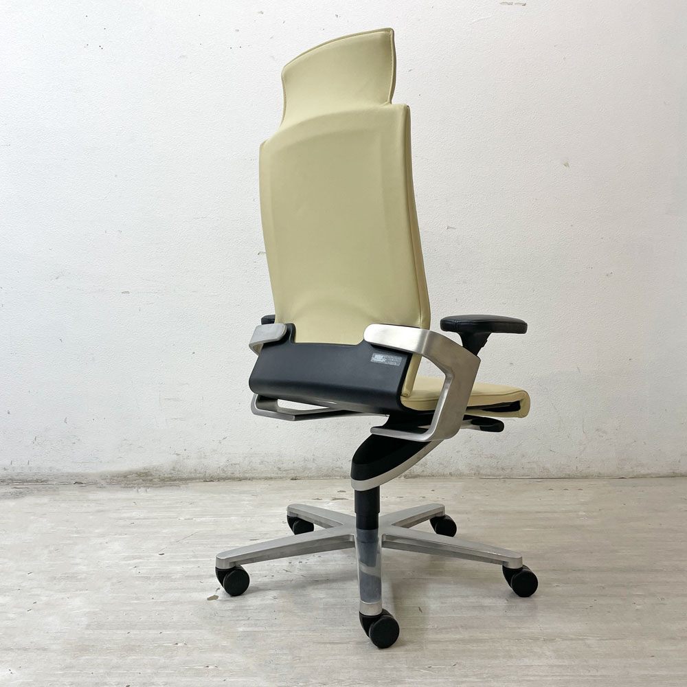 ウィルクハーン Wilkhahn オン チェア ON Chair ハイバック アームチェア 総本革 ヘッドレスト付 オフィスチェア ●
