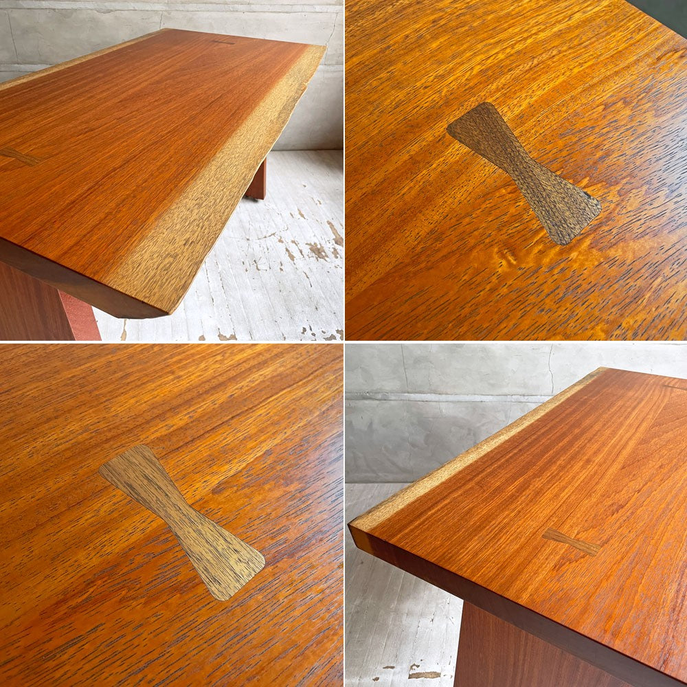 クラフトファニチャー Craft furniture ダイニングテーブル ウォールナット無垢材 耳付き 天然木 アジャスター付き W130cm ♪