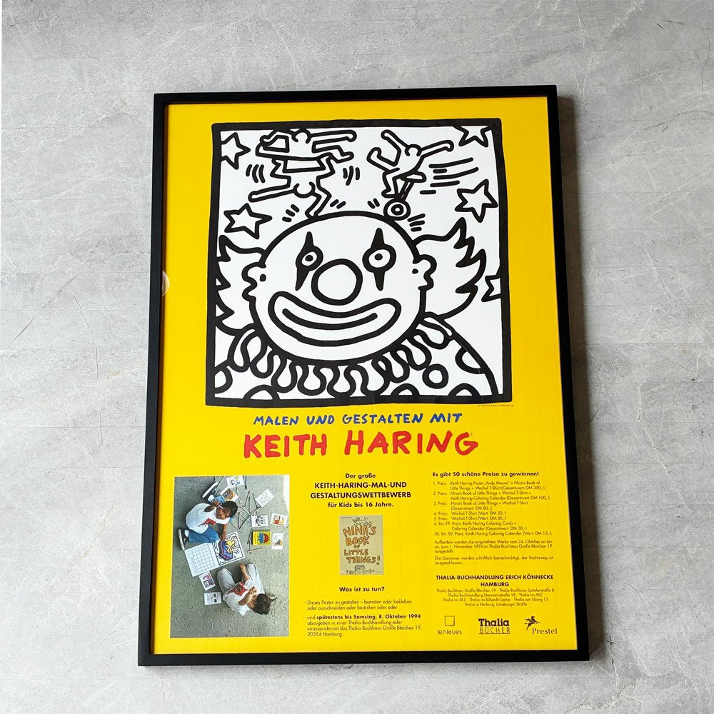 キース・ヘリング Keith Haring イベントポスター 1994年 Thalia Buchhandlung Hamburg  ドイツ 書店 ストリートアート アートフレーム 額装品 ★
