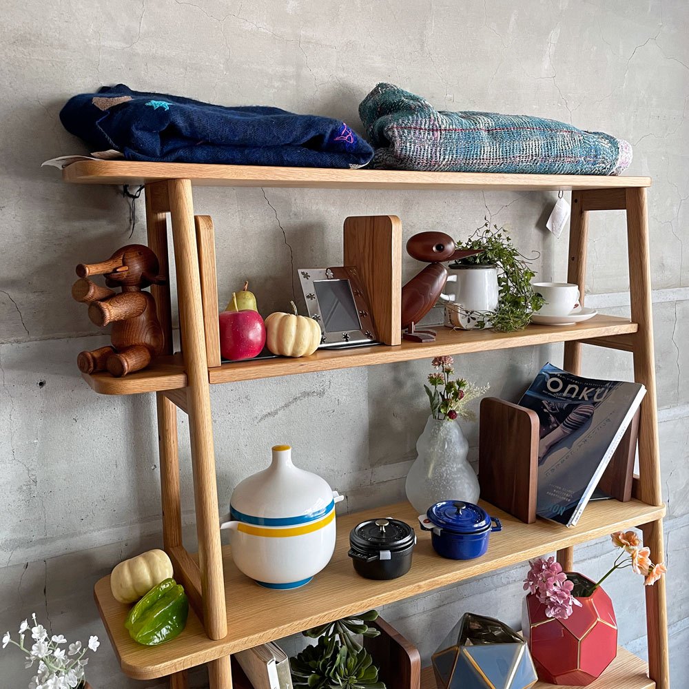 アクタス ACTUS サークル SARCLE ライブラリーシェルフ 飾り棚 本棚 オーク材 ブックエンド付き  定価￥112,200- ♪