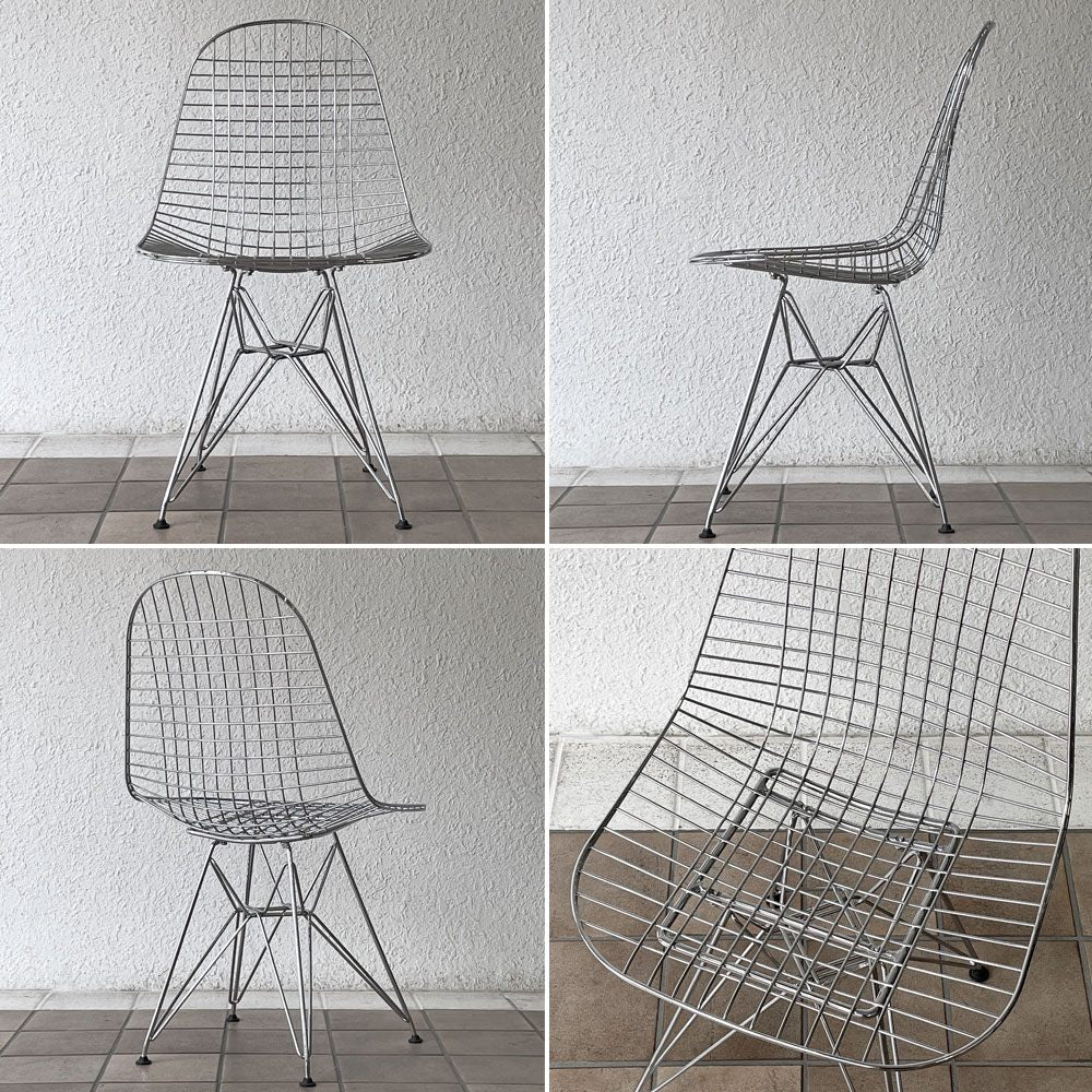 ヴィトラ vitra ワイヤーチェア Eames Wire Chair DKR5 エッフェルベース クローム シートパッド付 レッド C&R イームズ ミッドセンチュリー ◇