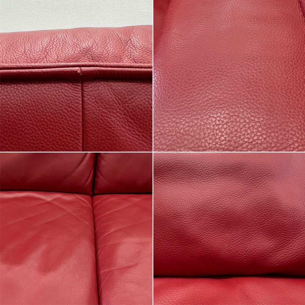 シリッグ W.SCHILLIG 二人掛け ソファ レッド レザー 本革 スチールレッグ W193cm ドイツ モダンデザイン 〓