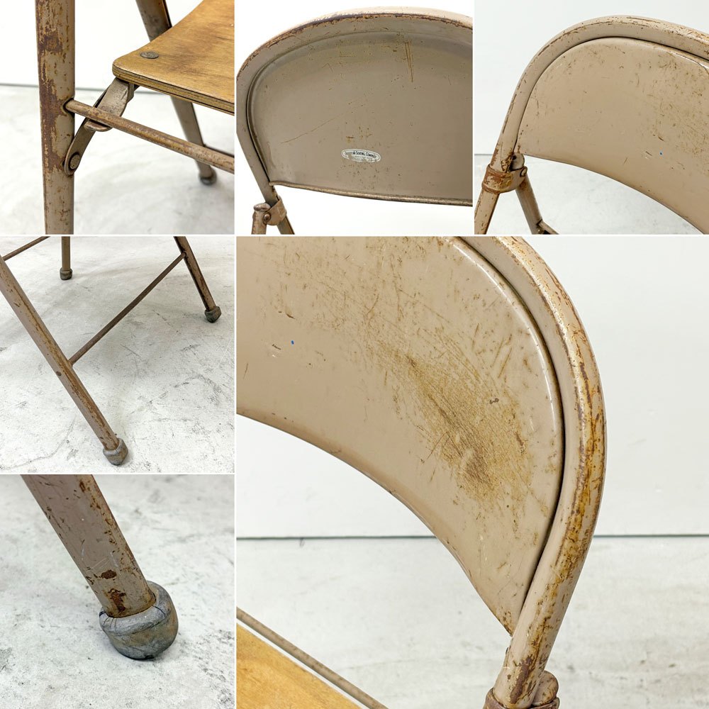 アメリカンシーティングカンパニー AMERICAN SEATING COMPANY フォールディングチェア プライウッド × スチール USビンテージ C ●