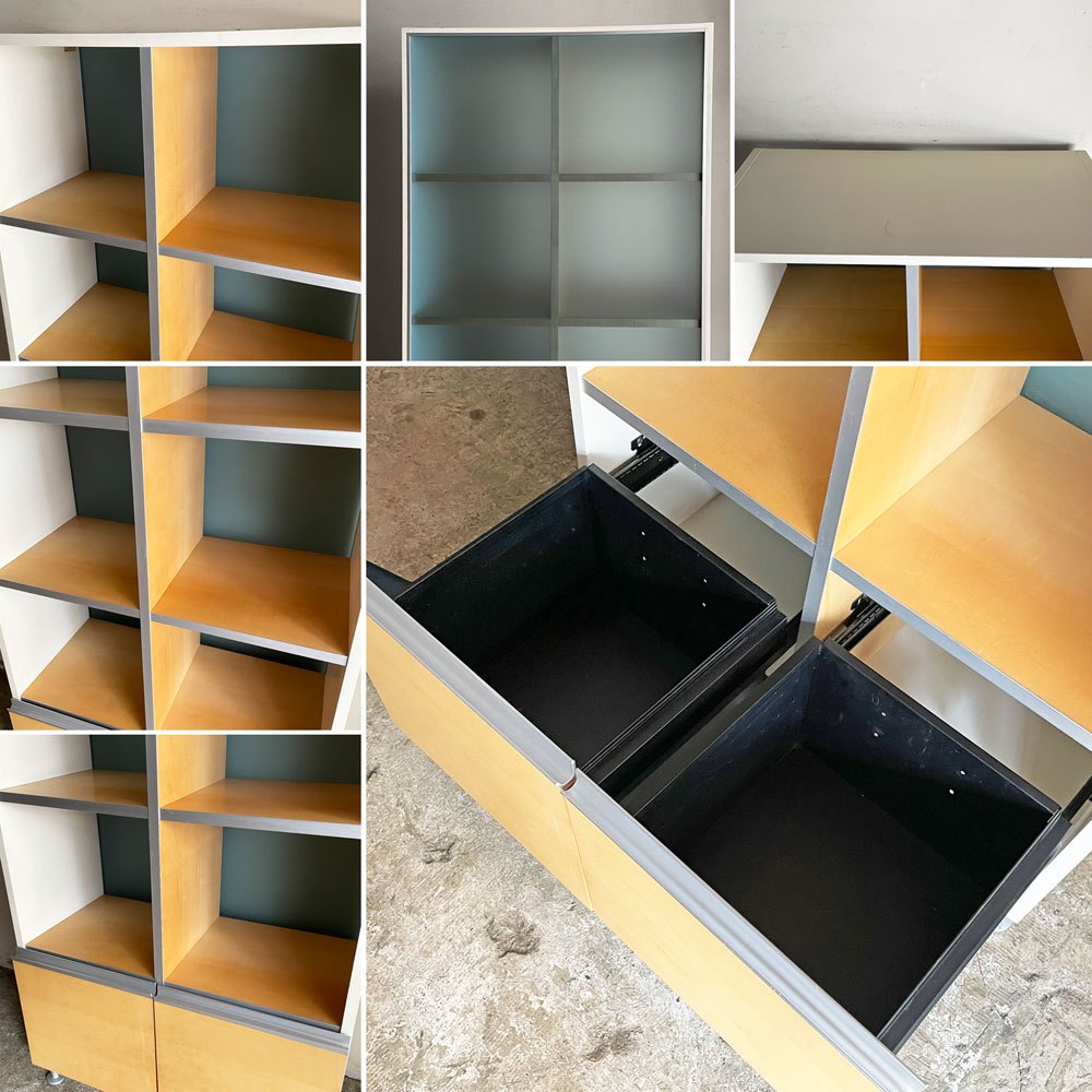 ウィルクハーン Wilkhahn ミナモ Minamo ファイリングシェルフ Filing Shelf ビーチ材 アルミフレーム アクリルパネル 2ドロワー 2列4段 コクヨ取扱い 現状品 ■