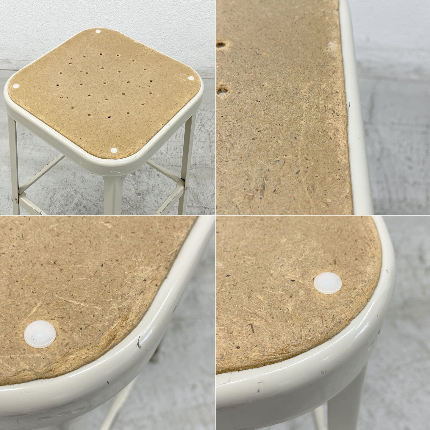 リオン LYON ファクトリースツール FACTORY STOOL プティホワイト Putty white プレスウッドシート カウンタースツール P.F.S取扱 ① 〓