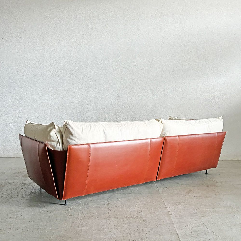 リッツウェル Rizwel ライトフィールド モデュラーソファ LIGHT FIELD MODULAR SOFA ファブリック オフホワイト系 本革 テラコッタ W248cm ラグジュアリーモダンテイスト 定価約179万円 〓