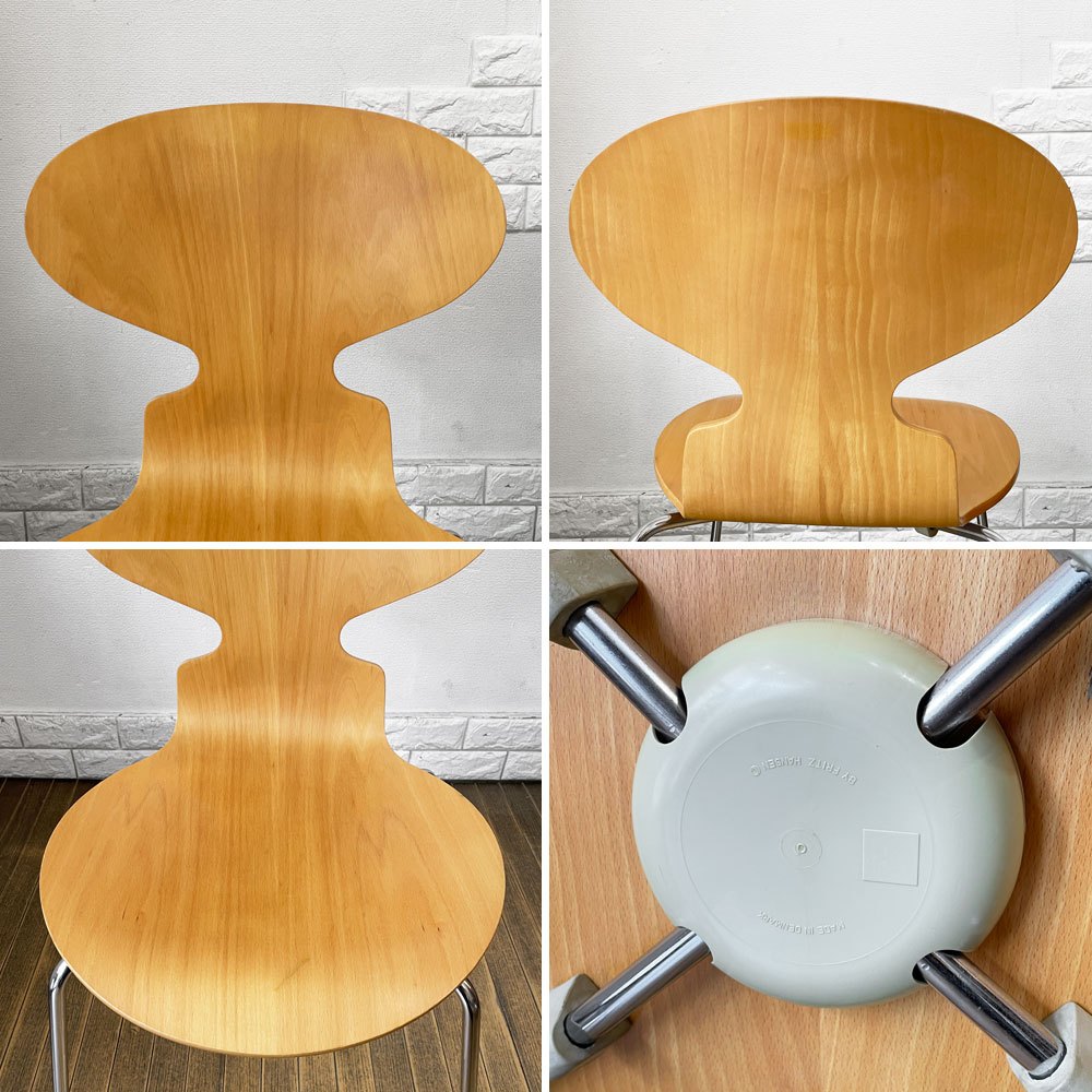 フリッツハンセン Fritz Hansen 3101 アリンコチェア アントチェア 4本脚 ナチュラルビーチ ラッカー仕上げ フェルトグライズ アルネ・ヤコブセン C ◎