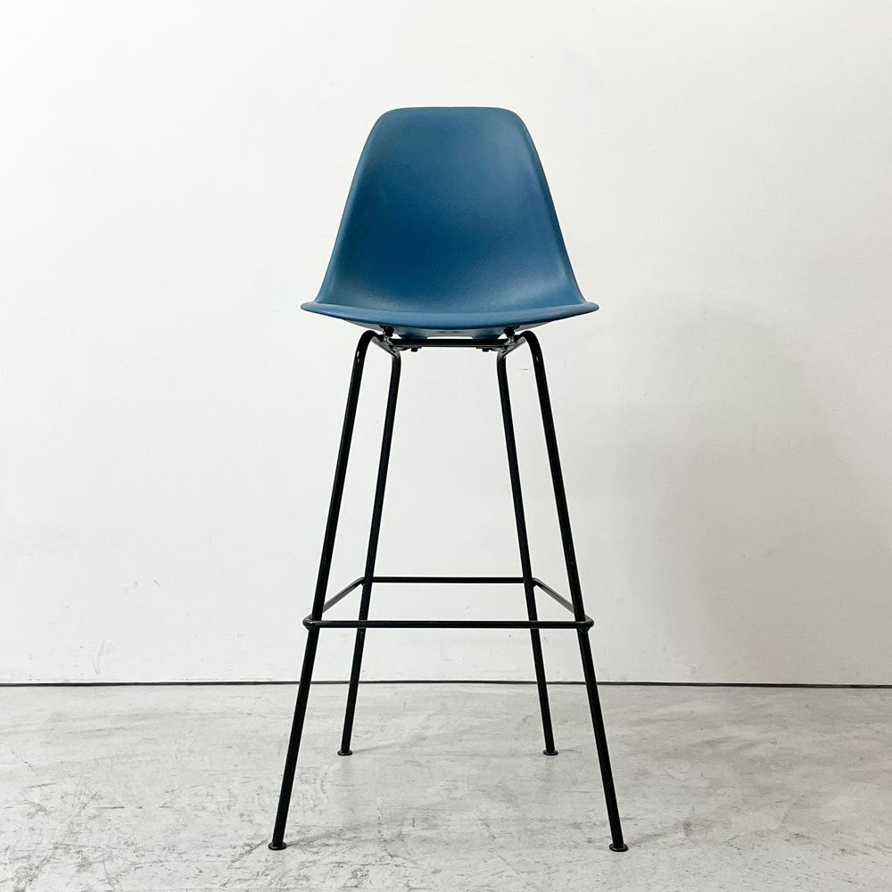 ハーマンミラー Herman Miller イームズプラスチックシェルスツール バーハイトスツール H115.5cm ポリプロピレン製 ブルー ミッドセンチュリー B ●