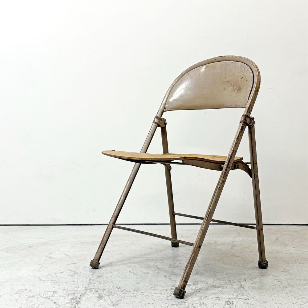 アメリカンシーティングカンパニー AMERICAN SEATING COMPANY フォールディングチェア プライウッド × スチール USビンテージ C ●