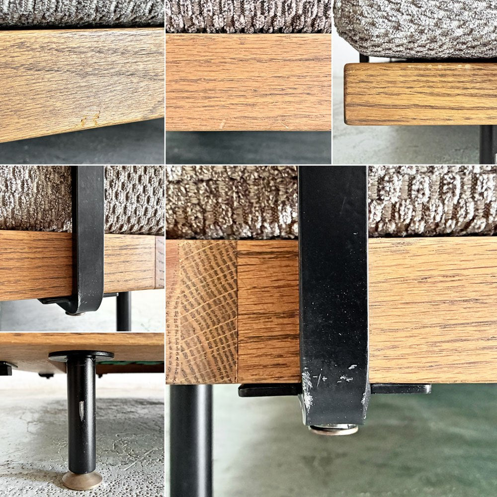 モモナチュラル MOMO Natural エヌボックス N.BOX SOFA ワイド3Pソファ カバーリングファブリック グレー系 オーク材 W205cm 定価￥205,000-以上 〓