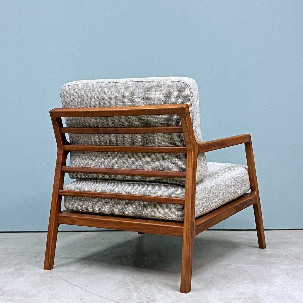 モーダエンカーサ moda en casa ニッセ NYSSE ラウンジチェア 1Pソファ ウォールナット ファブリック 北欧モダン ◎