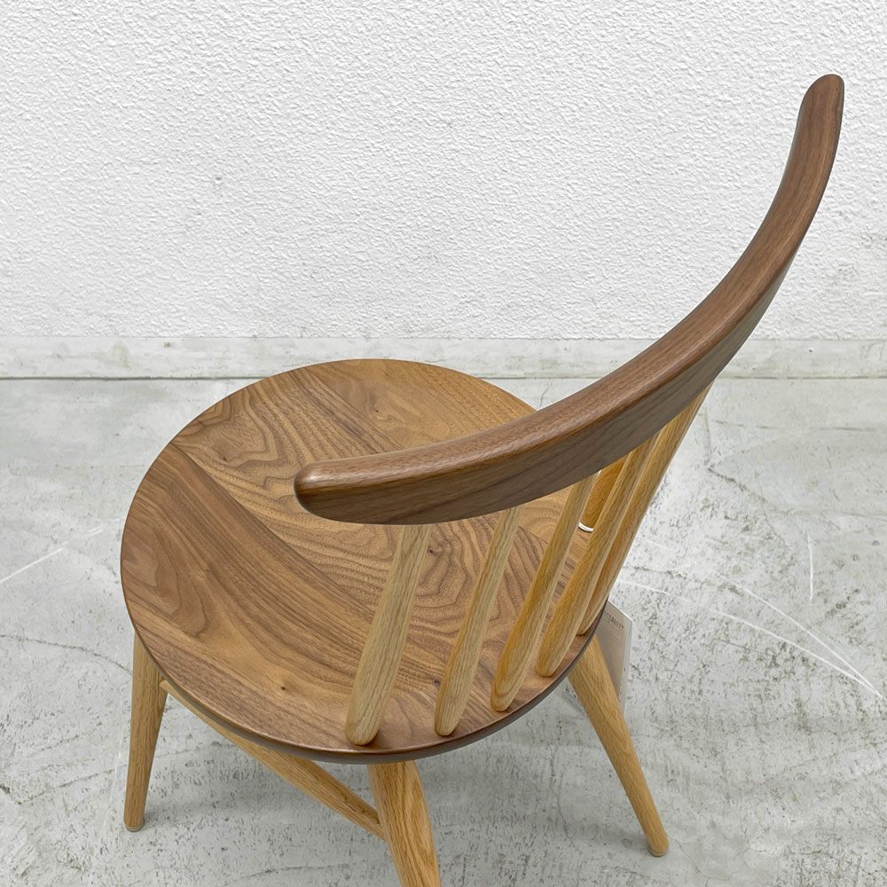 高山ウッドワークス ウィンザーキッチンチェア windsor kitchen chair W554 オーク×ウォールナット ウレタン塗装 未使用保管品 A 〓