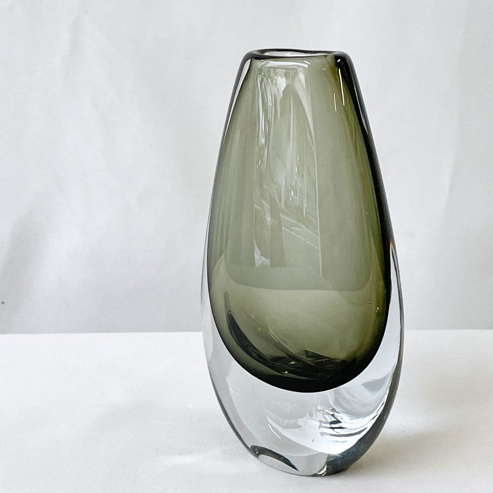 ストレムベリ Strombergshyttan ビンテージ ガラスフラワーベース グンナーニールンド Gunnar Nylund W8×H14.5cm 花瓶 花器 スウェーデン ◇