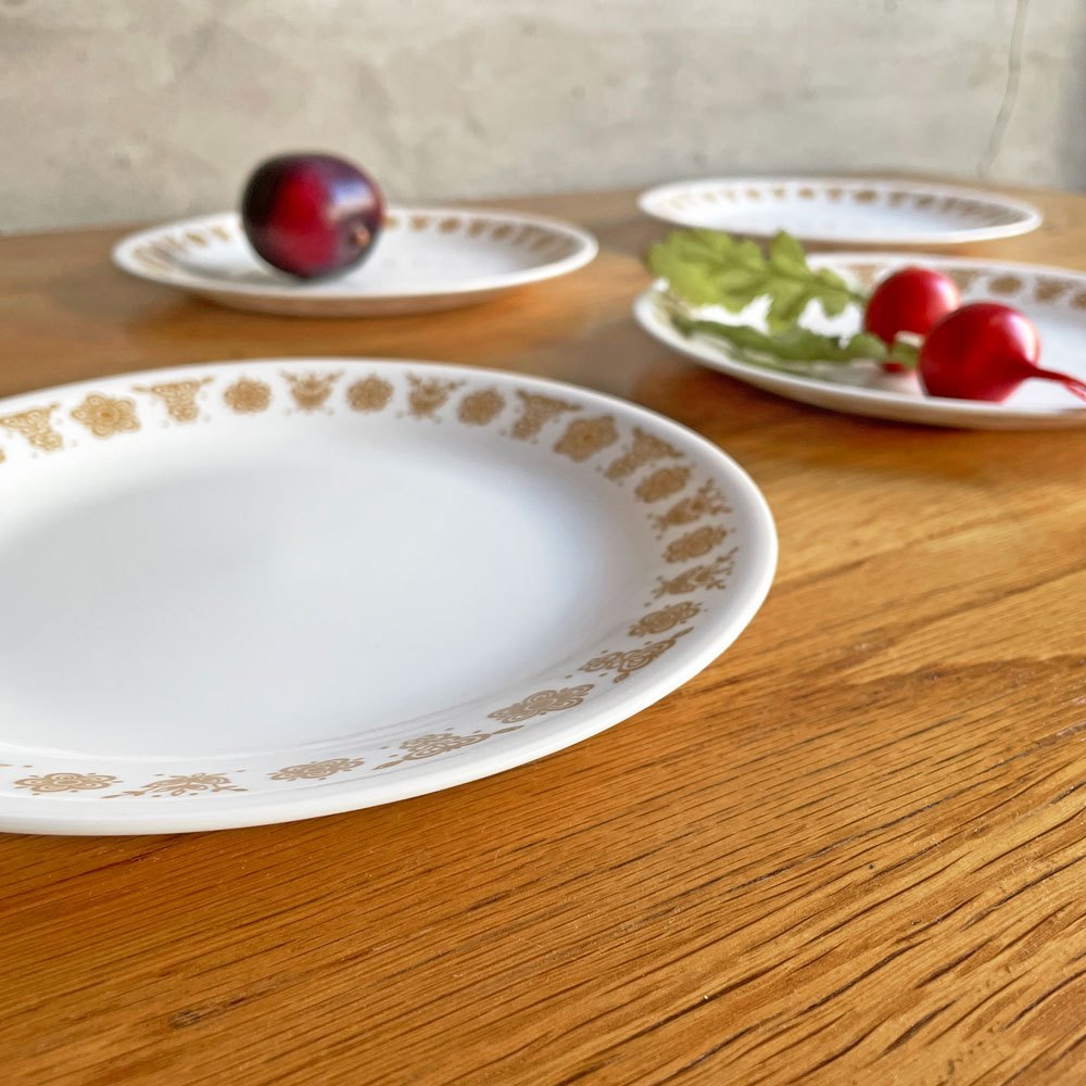 コレール Corelle プレート ディナープレート 4枚セット バタフライゴールド USビンテージ 耐熱ガラス ♪
